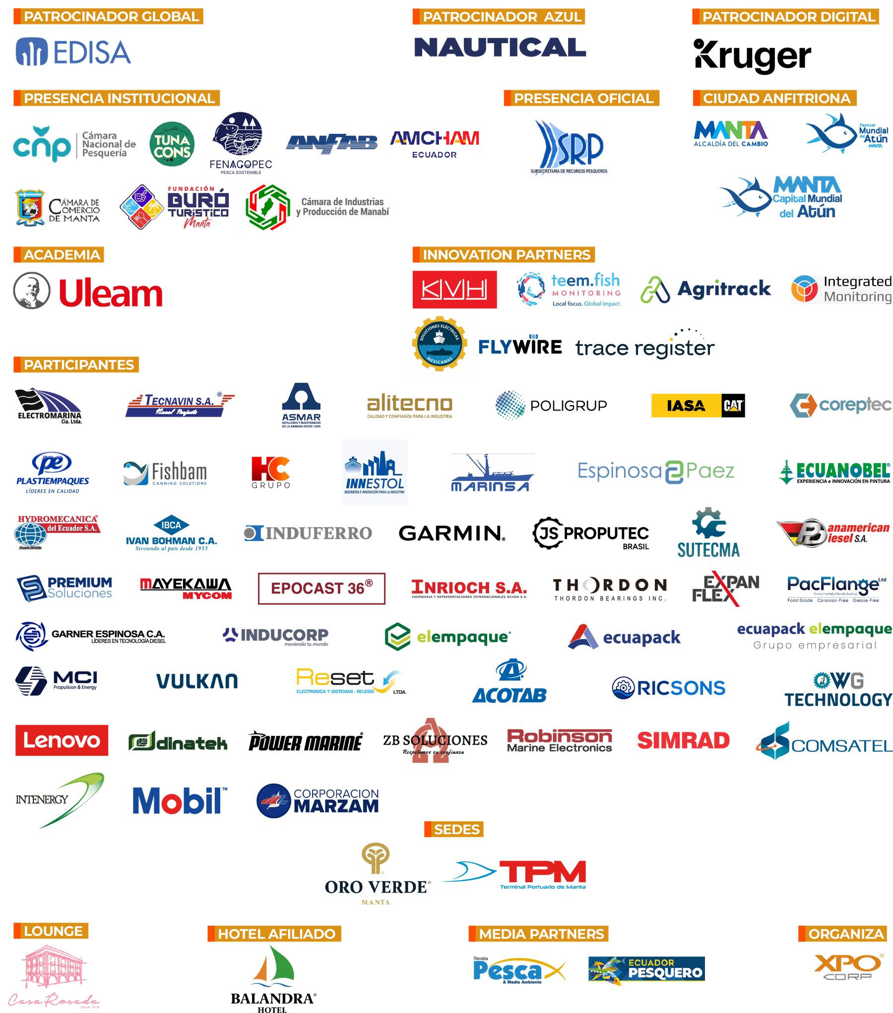 Patrocinadores, aliados institucionales, innovation partners y participantes de Expopesca + BIH LATAM 2026